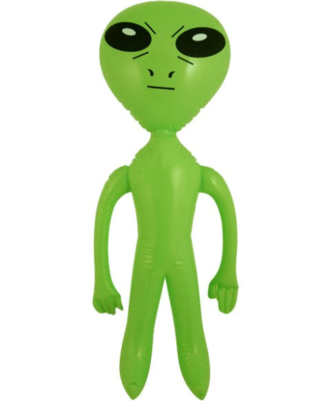 Green alien with printed black eyes – 64cm