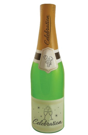 Green bottle with gold-coloured neck and celebration print – 73cm