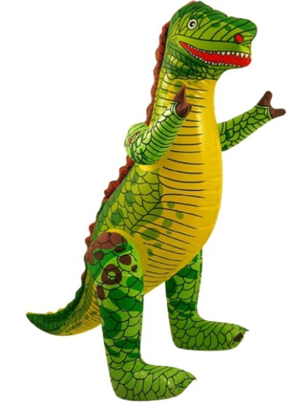 Green dinosaur with yellow belly and printed scales – 90cm