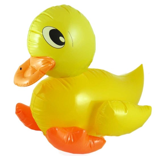 Yellow duck with orange beak and feet