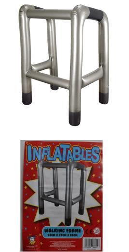 Silver-coloured walking-frame costume prop – 58 x 45 x 88cm