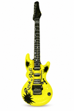 Yellow neon inflatable guitar – 106cm on a white background