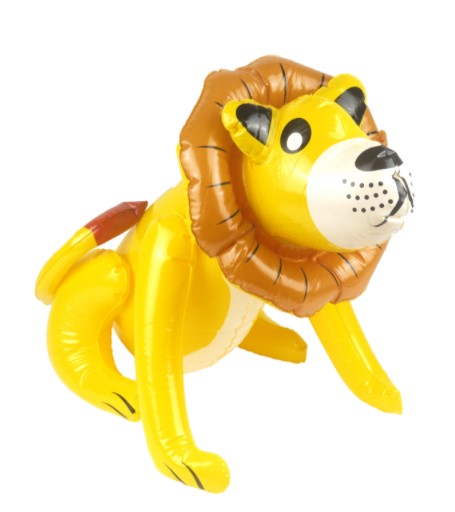 Yellow lion with brown mane and printed face – 53cm