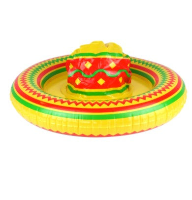 Yellow sombrero with colourful printed bands – 53cm
