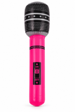Pink neon inflatable microphone – 40cm on a white background