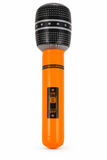 Orange neon inflatable microphone – 40cm on a white background