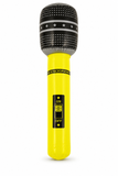 Yellow neon inflatable microphone – 40cm on a white background