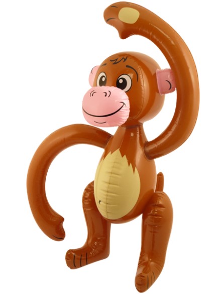Brown monkey with a smiling face and raised arm – 58cm