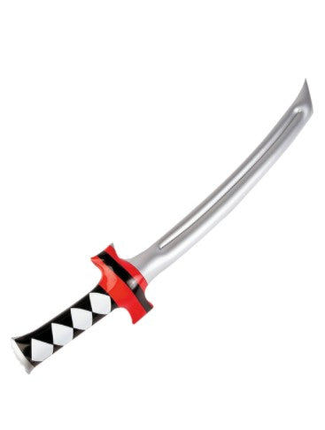 Silver-coloured blade with patterned handle and red guard – 74cm