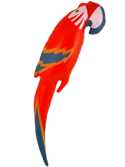 Red parrot with blue-and-yellow printed details – 48cm
