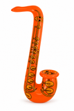 Orange neon inflatable saxophone – 75cm on a white background