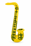 Yellow neon inflatable saxophone – 75cm on a white background