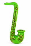 Green neon inflatable saxophone – 75cm on a white background
