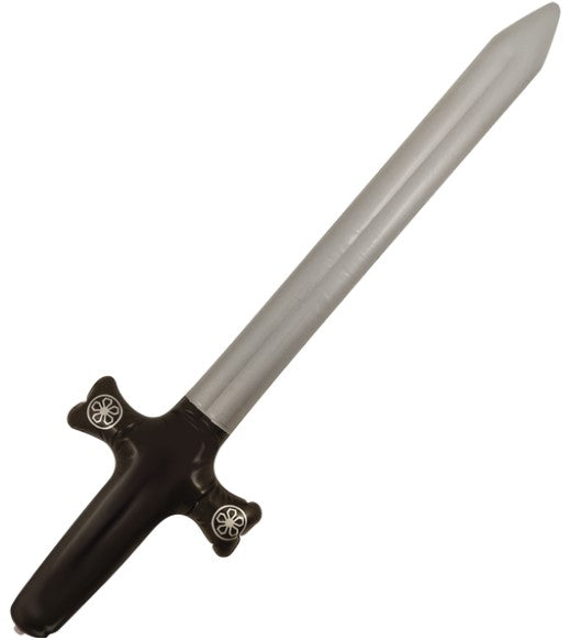 Silver-coloured straight blade with black hilt – 80cm