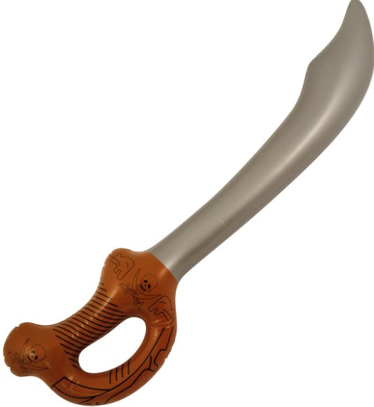 Curved silver-coloured blade with brown pirate-style handle – 60cm