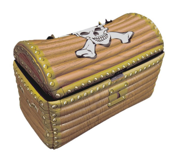 Treasure chest with printed wood and pirate motif – 58 x 31 x 52cm