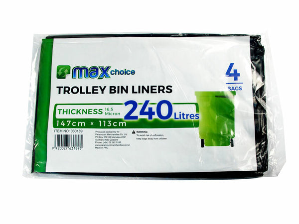 Wheelie Bin Liners 240L (147x113cm) 4PK