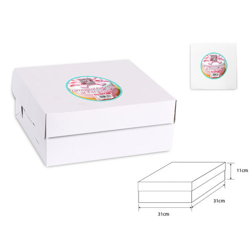 瓦楞纸蛋糕盒 (21x21x11cm) - 白色