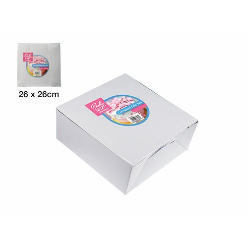 Corrugated Cake Box (26x26x11cm) - White