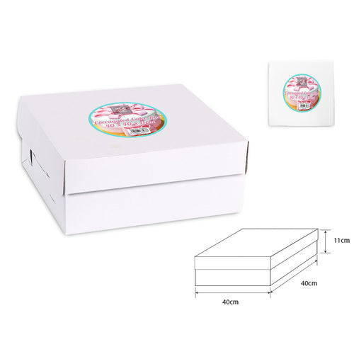 Corrugated Cake Box (40x40x11cm) - White