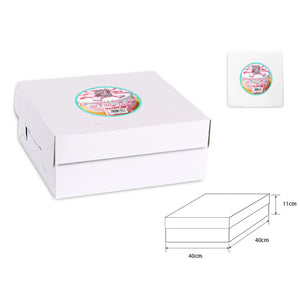 瓦楞纸蛋糕盒 (40x40x11cm) - 白色