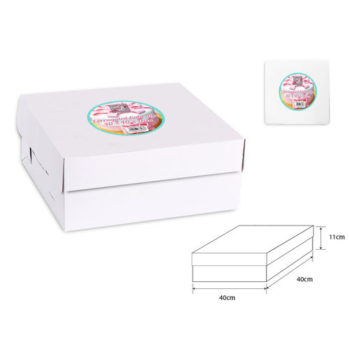 瓦楞纸蛋糕盒 (40x40x11cm) - 白色