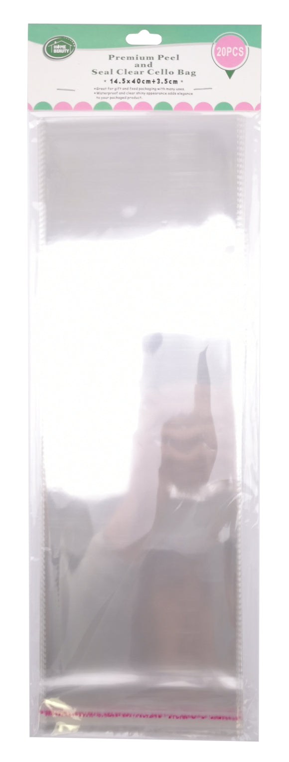 Self Seal Cellophane Bags (12.5x17.5cm) 40PK - Clear