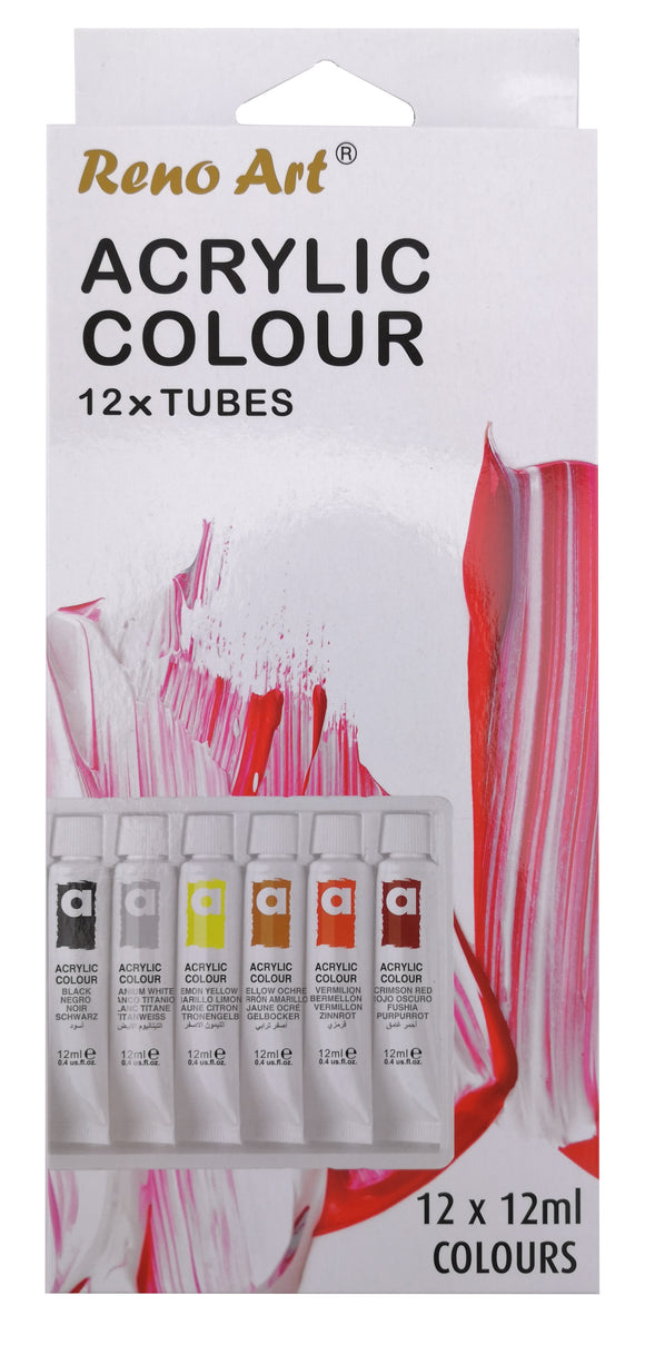 Acrylic Colour Paint Set (12ml Tubes) 12PK