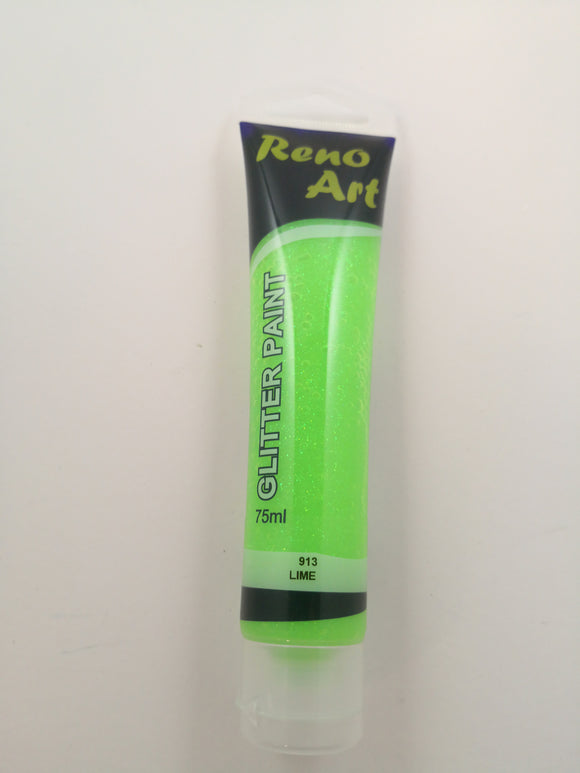 #913 Reno Art Acrylic Glitter Paint (75ml) - Lime