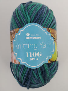 #S10 Knitting Yarn (110g) - Multi Blue/Green