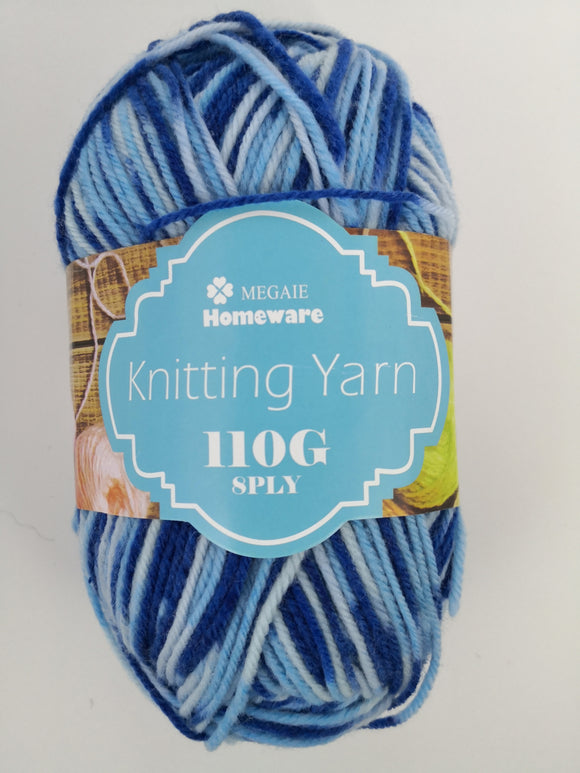 #S5 Knitting Yarn (110g) - Multi Blue