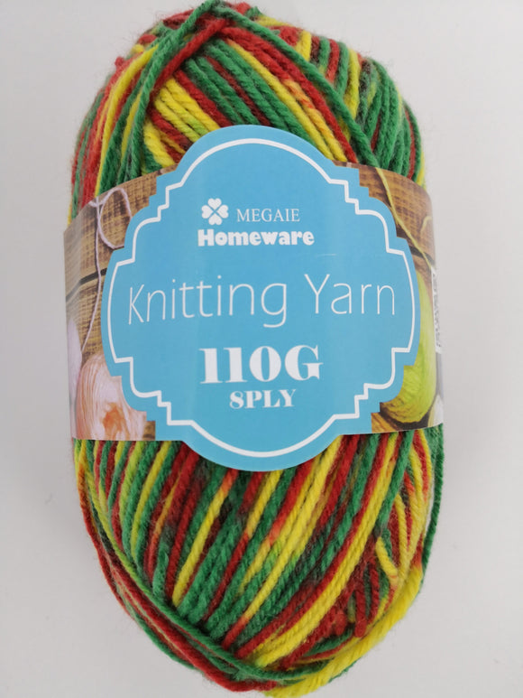 #S64 Knitting Yarn (110g) - Multi Green/Red/Yellow