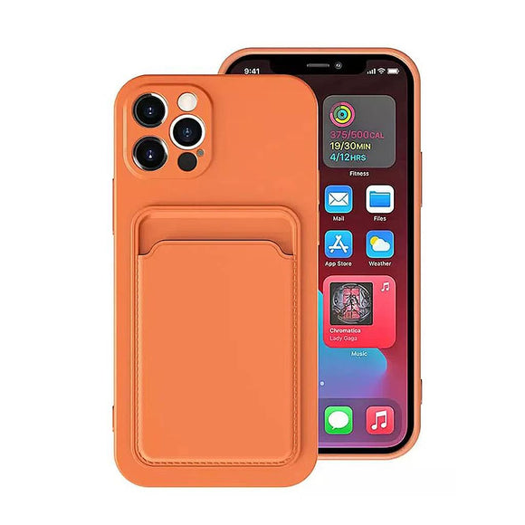 Coloured Silicone Back Case With Card Slot - iPhone 14 Pro Max