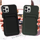 Coloured Silicone Back Case With Card Slot - iPhone 14 Pro Max