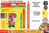 Keyroad Jumbo Colouring Fiber Markers 12PK