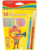 Keyroad Colouring Fiber Markers (2mm Tip) 12PK