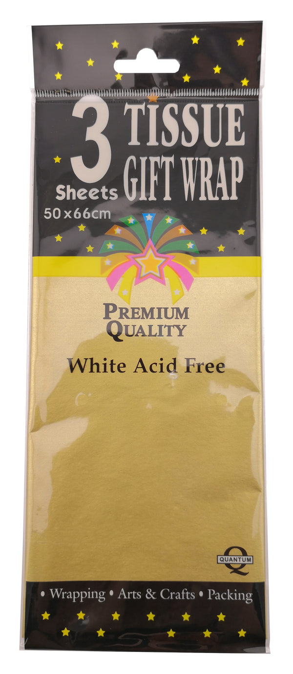 Tissue Paper (50x75cm) 3PK - Gold