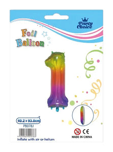 铝箔气球 (40.2x93.8cm) 彩虹数 - 1