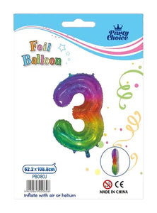 Foil Balloon (62.2x108.8cm) Rainbow Number - 3