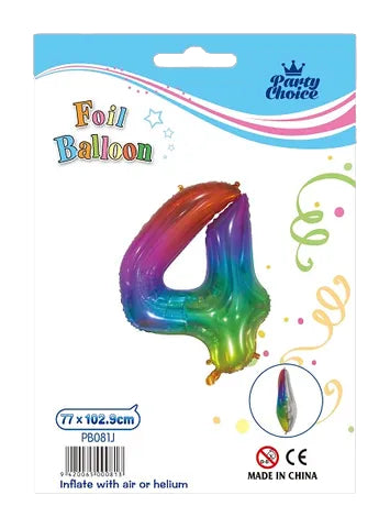 铝箔气球 (77x102.9cm) 彩虹数字 - 4