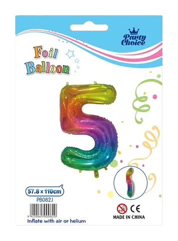 Foil Balloon (64.5x110.9cm) Rainbow Number - 5