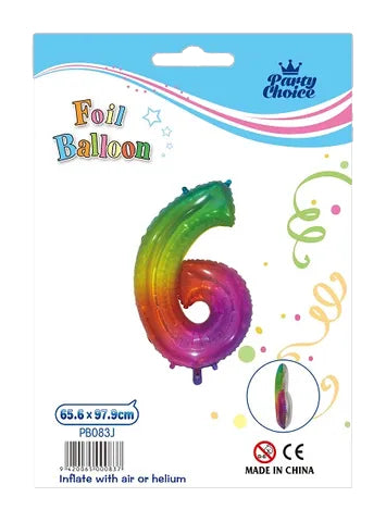 Foil Balloon (65.6x97.9cm) Rainbow Number - 6