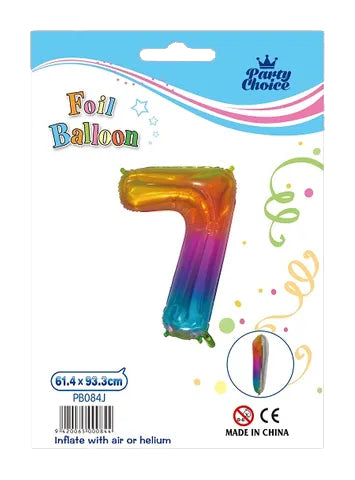 铝箔气球 (61.4x93.3cm) 彩虹数字 - 7