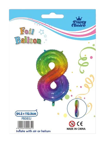 Foil Balloon (64.5x110.9cm) Rainbow Number - 8