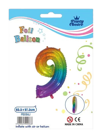 Foil Balloon (65.5x97.5cm) Rainbow Number - 9