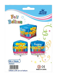 Foil Balloon (35x70cm) - Happy Birthday Cube
