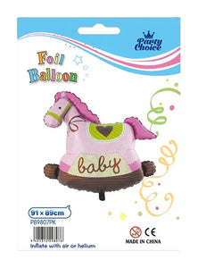 Foil Balloon (91x89cm) - Baby Rocking Horse Pink
