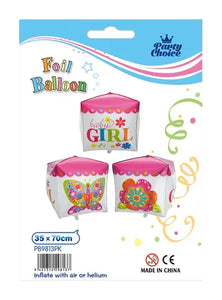 Foil Balloon (35x70cm) - Cube Baby Girl