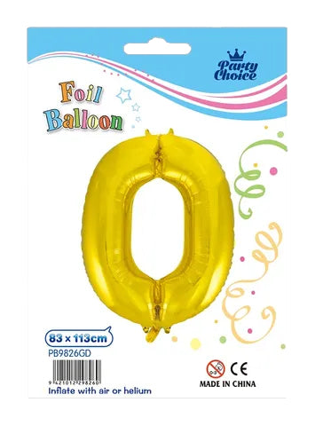 Foil Balloon (83x113cm) Gold Number - 0