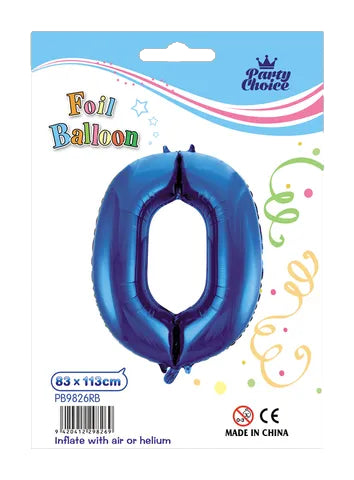 Foil Balloon (83x113cm) Royal Blue Number - 0